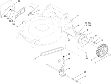 Part Location Diagram of 110-9414 Lawn Boy Transmission Assembly